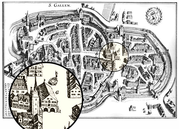 St.Gallen: Stadtplan 1642 mit Marktplatz