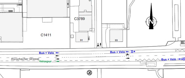 stgallen roschacherstrasse frohbergstrasse linksabbieger jetzt