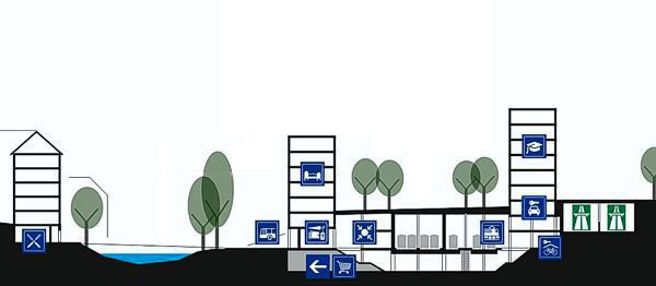 Überdeckung Bahnhof St.Fiden und Autobahn A1, Projekt Querschnitt